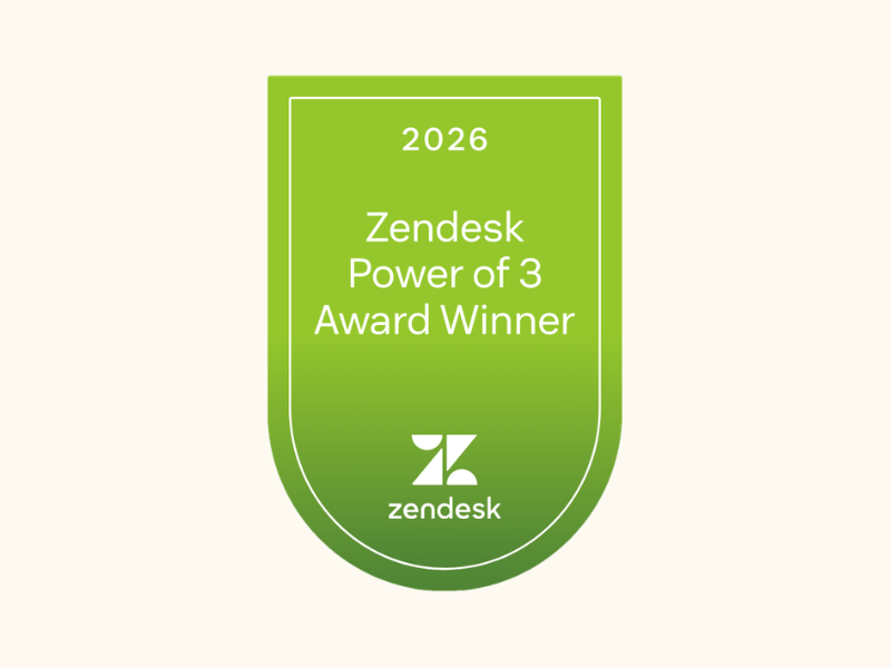 Zendesk Power of 3 Award 2026 WEBP